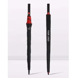 Custom Logo Print Business Advertising Golf Umbrella Fiberglass Plastic Handle 27 Inch Long Semi-Automatic Closure Auto Open Button
