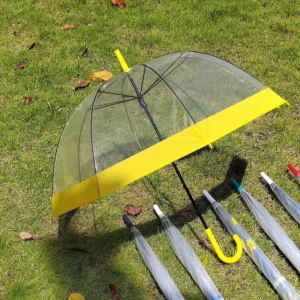 Custom Logo Print Classic Manual 21-Inch POE Sublimated Clear Bubble Dome Umbrella for Children