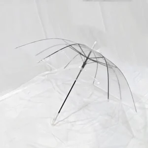 Custom Logo Print PVC Clear Plastic Handle Transparent Umbrella