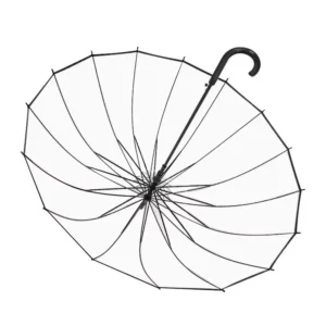 Custom Logo Printed 16-Rib Transparent Umbrella Promotional Gift Semi-Automatic Clear Windproof Straight Plastic Umbrella