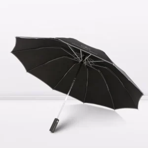 Custom Logo Printed 23 Inch Automatic Windproof Reverse Umbrella 3-Fold Compact Design Stainless Steel Handle 10 Ribs