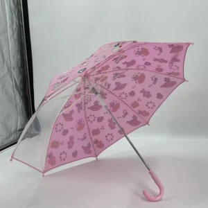 Custom Logo Printed Kids Umbrella Cartoon Magic Color-Changing Auto Open Plastic Hanging Handle Travel Gift