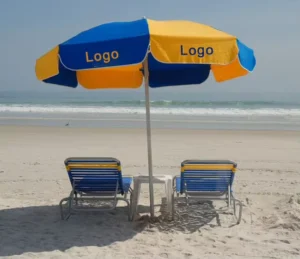 Custom Logo Printed Parasols Outdoor Beach Umbrellas for Rain