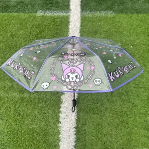 Custom Logo Printed Transparent PVC Children’s Umbrella Japanese Cherry Blossom Design Manual Cartoon Style