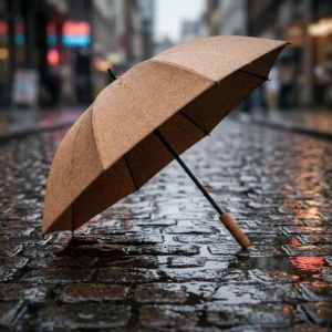 Custom Logo Printing Eco-Friendly Waterproof Cork Golf Umbrella Outdoor Manual Straight Umbrella