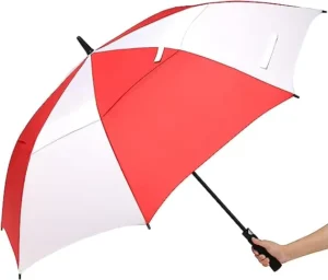Custom Logo Printing Promotional Advertising Print Red and White Golf Stick Umbrella