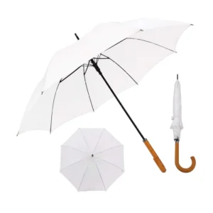 Custom Logo Promo Gift Compact Convenient Travel Windproof Waterproof Wood J Handle Advertising Straight Umbrella