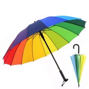 Custom Logo Rainbow Golf Umbrella 105cm Diameter Semi-Automatic Opening Large Windproof UV