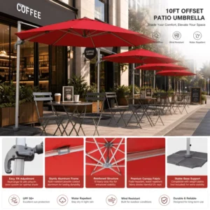 Custom Logo Red Patio Umbrella High Wind Resistant Beach Parasol for Outdoor Restaurants Patios Agriculture Courtyard