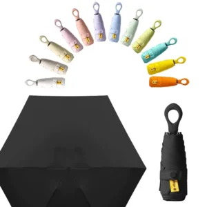Custom Logo Ring Handle Mini Umbrella Five Folding Ultra Lightweight Pocket Flat Design Sun Protection Manufacturer