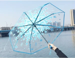 Custom Logo Sakura Foldable Transparent Japanese Umbrella, Custom Color