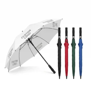 Custom Logo Semi-Automatic Straight Umbrella, 190T Vinyl, Alloy Handle, for Golf, Beach, and Hiking