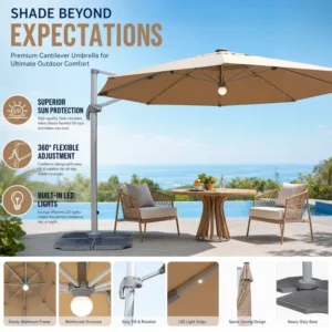 Custom Logo Square Aluminum Umbrella Solar Powered Roman Shade For Outdoor Restaurants Patios Wedding Venue Lawn