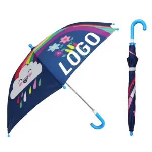 Custom Logo Straight Umbrella for Kids Safety Design Cute Cartoon Animal Parasol