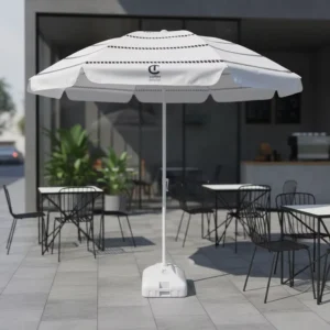 Custom Logo Striped Beach Umbrella with UV Protection, Portable Sun Shade Parasol