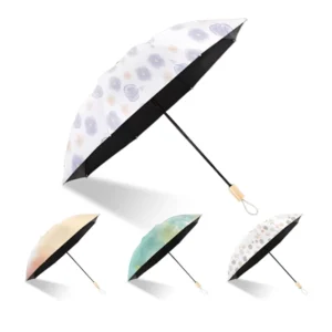 Custom Logo Strong Wind Manual Wood Handle Compact Sun Umbrella