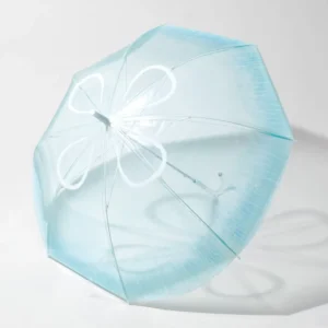 Custom Logo Transparent Clear Jellyfish Design Vintage Blue PVC Gradient Semi-Automatic Open Umbrella
