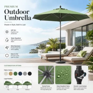 Custom Logo UV Printing Waterproof Fabric Outdoor Patio Umbrella Without Base