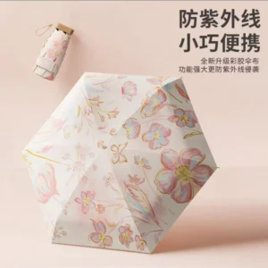 Custom Logo, UV Protection, Compact and Portable Mini Five-fold Pocket Umbrella
