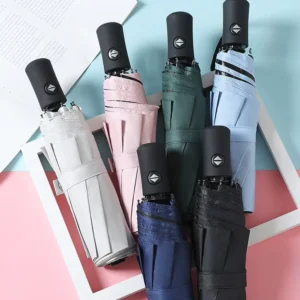 Custom Logo UV Protection Lightweight Portable 3-Fold Folding Umbrella for Outdoor Travel