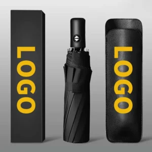 Custom Logo UV-Protection Three-Fold Fully Automatic Iron-Tube Sun Umbrella for Advertising Print and Travel