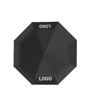 Custom Logo Waterproof Fully Automatic Hanging Folding Umbrella UV Protection Black Coating 190T Nylon Fabric Gift Cover