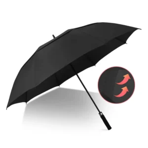 Custom Logo Windproof Big Automatic Umbrella Double Canopy Vented Golf Umbrella With Blackbacking