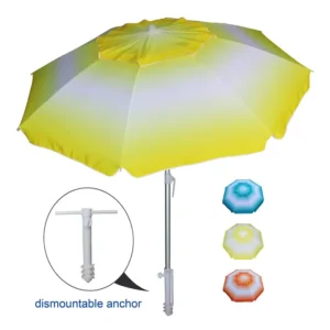 Custom Logo Windproof Parasol Diameter 200Cm Outdoor Beach Umbrella