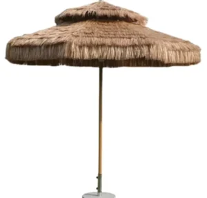 Custom Logo Windproof Straw Beach Umbrella Vintage UV-Protected Rain Umbrella Thatch For Hotel Outdoor Use