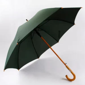 Custom Logo Windproof Waterproof Fabric 23 Inch Manual Wood Shaft Handle Umbrella