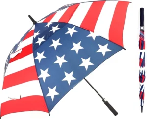 Custom Logo Windproof Waterproof Large Automatic Open Double Canopy Vented Stick Golf Umbrella