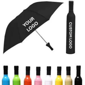 Custom Logo Wine Bottle Shape Foldable Travel Umbrella