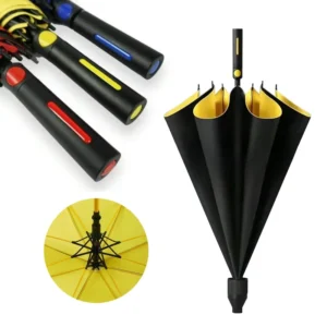 Custom Long Straight Pongee Golf Umbrella Semi-Automatic Large Windproof UV Waterproof Cover Auto Open Button Travel