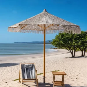 Custom Mini Vintage Fringe Beach Umbrella with Tilt