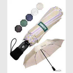 Custom Modern Five-Folding 8-Rib Fully-Automatic Umbrella with UV Protection 110cm Open Diameter for Rain