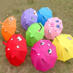 Custom Multicolor Manual Straight Mini 3D Cartoon Animal Ear Kids Umbrella