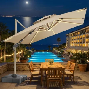 Custom OEM 3X3M Modern Aluminum Frame Pole Cantilever Patio Umbrella for Dining Outdoor Cafe Hotel