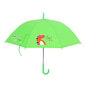 Custom OEM Cute Cartoon Kids Sun & Rain Automatic Long handled Straight 8 Alloy Ribs Plastic Handle Umbrella for Back to School