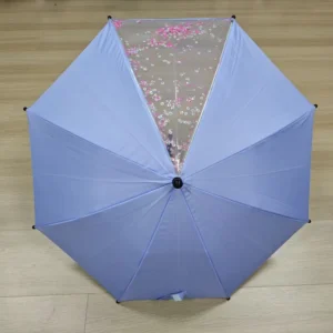 Custom OEM Cute Princess Style Children’s Patchwork Sequin Window Transparent POE Travel Semi-Automatic Rain Straight Umbrella