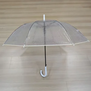 Custom OEM INS-Style Glitter Semi-Transparent 8-Rib Automatic-Open Straight Long-Handle Travel Umbrella