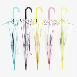 Custom OEM Japanese Aesthetic INS Style Transparent POE Straight Umbrella 8K Long Handle