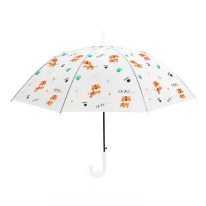 Custom OEM Manufacturer Semi-Automatic Cute Patterns Fresh Long-Handled Straight Kids School Umbrella 8 Ribs