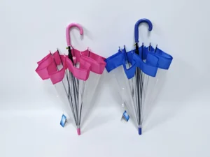 Custom OEM ODM Kids Arch Photography Bubble Transparent POE with Whistle Children Straight Umbrella