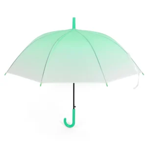 Custom OEM Semi-Automatic All-in-One Modern Fresh Style Sun Rainy Gradient Green 8-Ribs POE Plastic Straight Umbrella