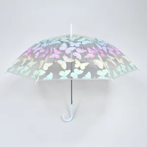 Custom OEM Semi Automatic Novelty Style Photography Business Gift Colorful POE Plastic Transparent 8K Rainy Umbrella for Adults