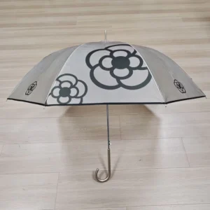 Custom OEM Straight Umbrella Camellia Print TPU Fabric Semi-Transparent 8-Rib Business Gift