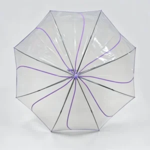 Custom OEM Transparent POE Straight Umbrella with Edge Binding, Automatic-Open Petal Design