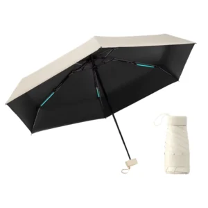 Custom OEM Travel Mini Capsule Pocket UV Protection Black Coating Sun and Rain Manual Lightweight Five-Folding Umbrella