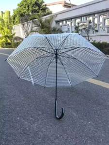 Custom OEM Trendy Modern 3D Textured Clear POE Straight Long Handle Wind Resistant 100cm Open Diameter 8 Ribs Umbrella