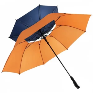 Custom Orange and Royal Blue Golf Umbrella, 120 cm Clamping Umbrella, Windproof